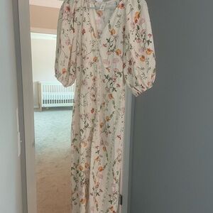 H&M Floral Maxi Dress - White with Pink and Green